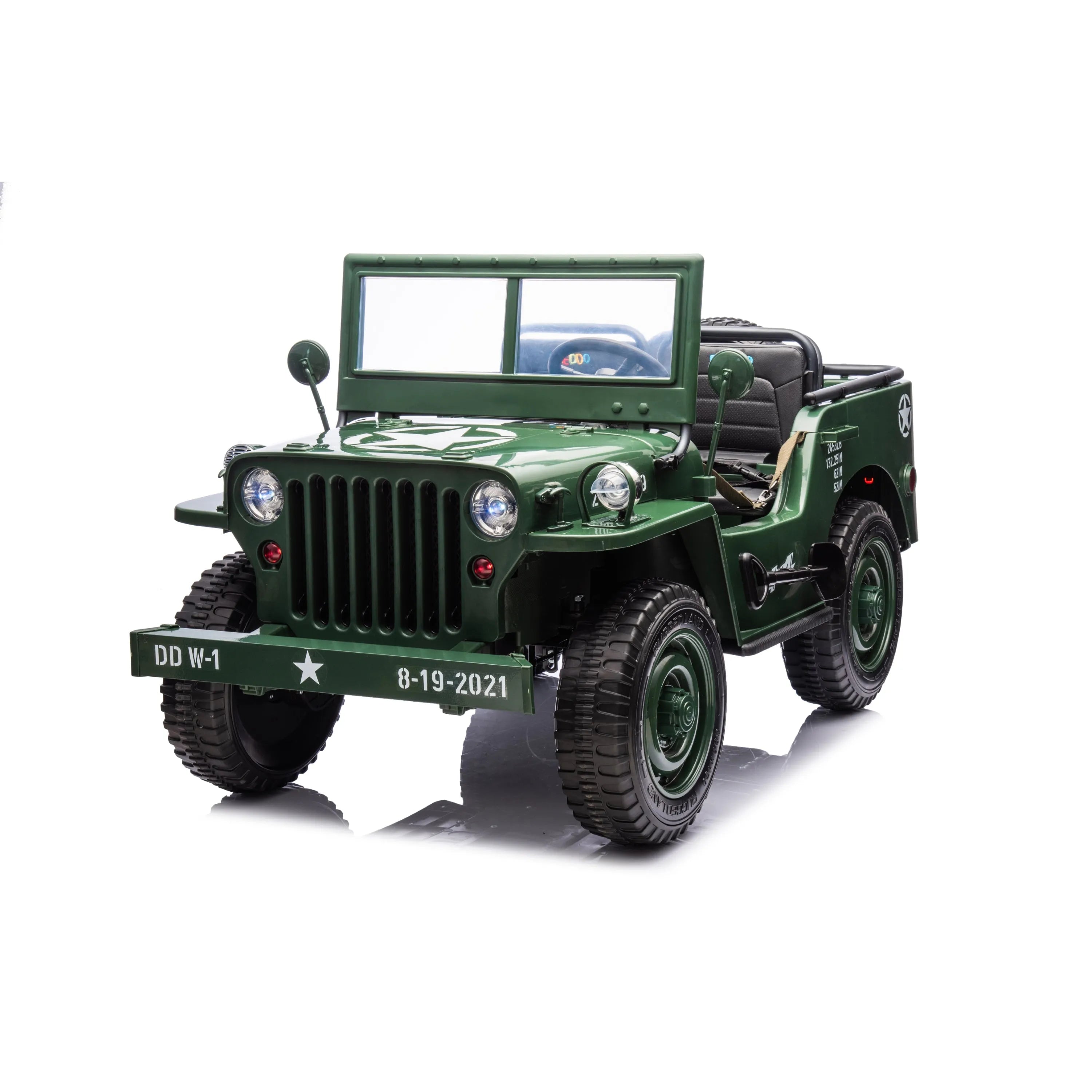 24V Freddo Military Willy Jeep 3 Seater Electric Ride on - Freddo Toys