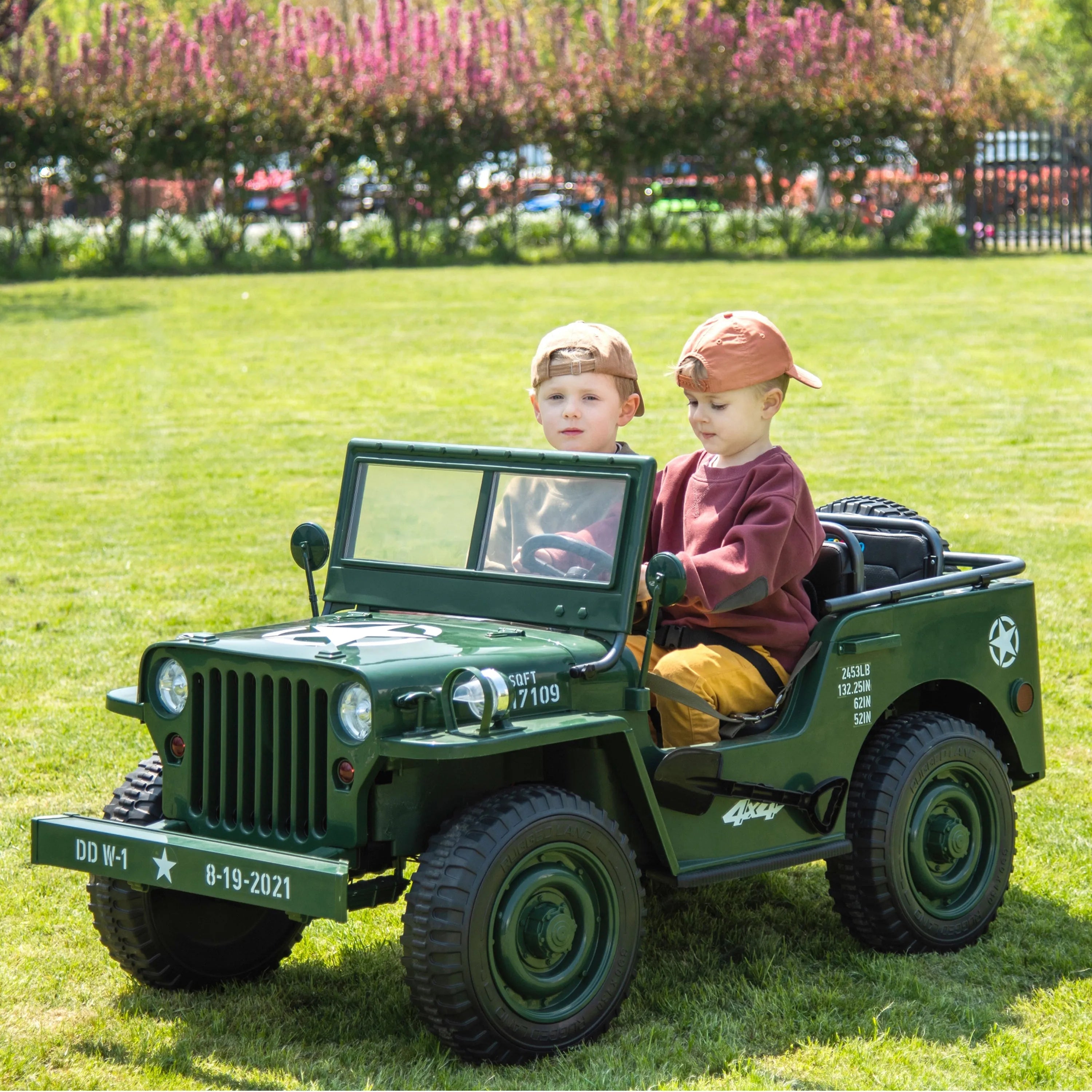 24V Freddo Military Willy Jeep 3 Seater Electric Ride on - Freddo Toys