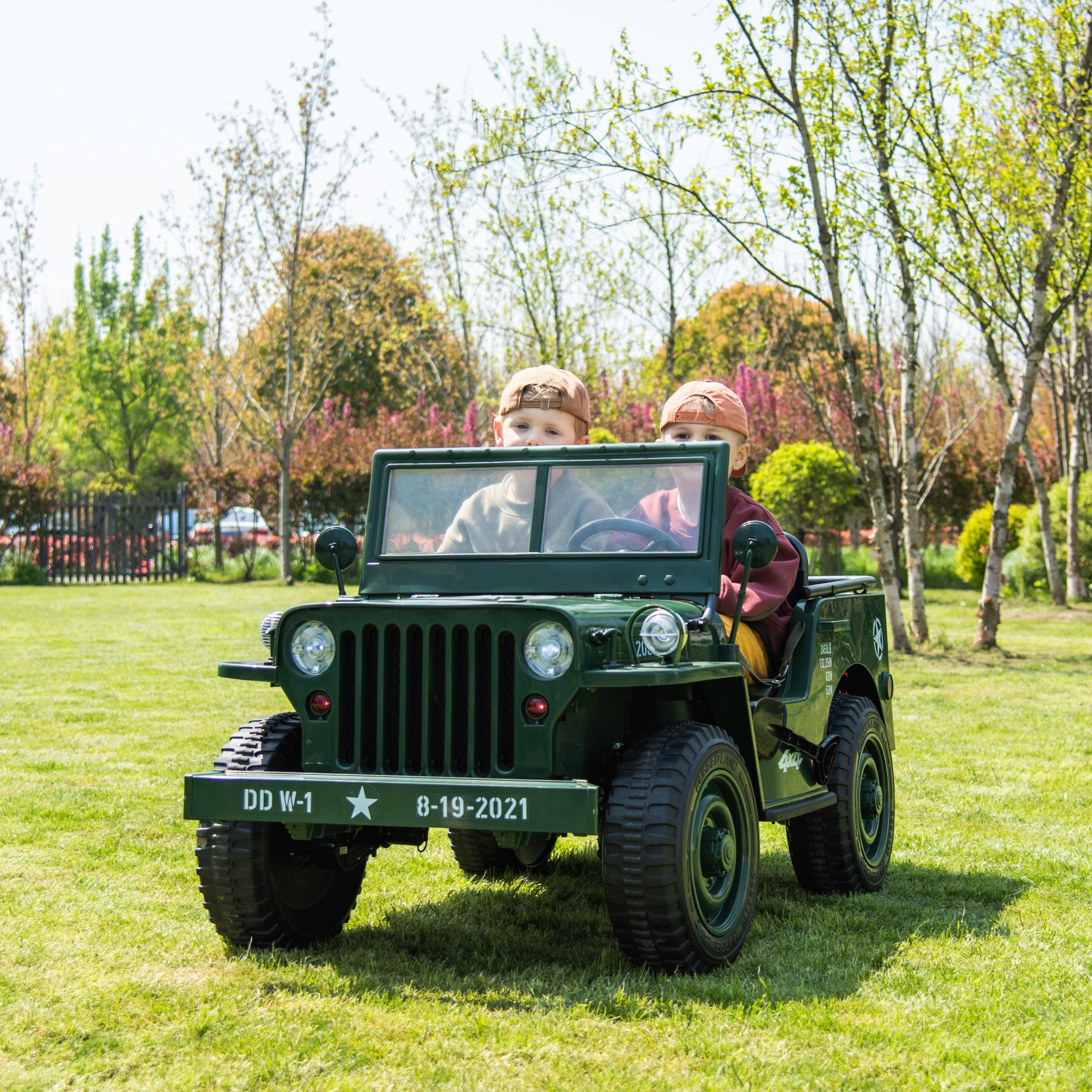 24V Military Willy Jeep 3 Seater Electric Ride on - DTI Direct USA