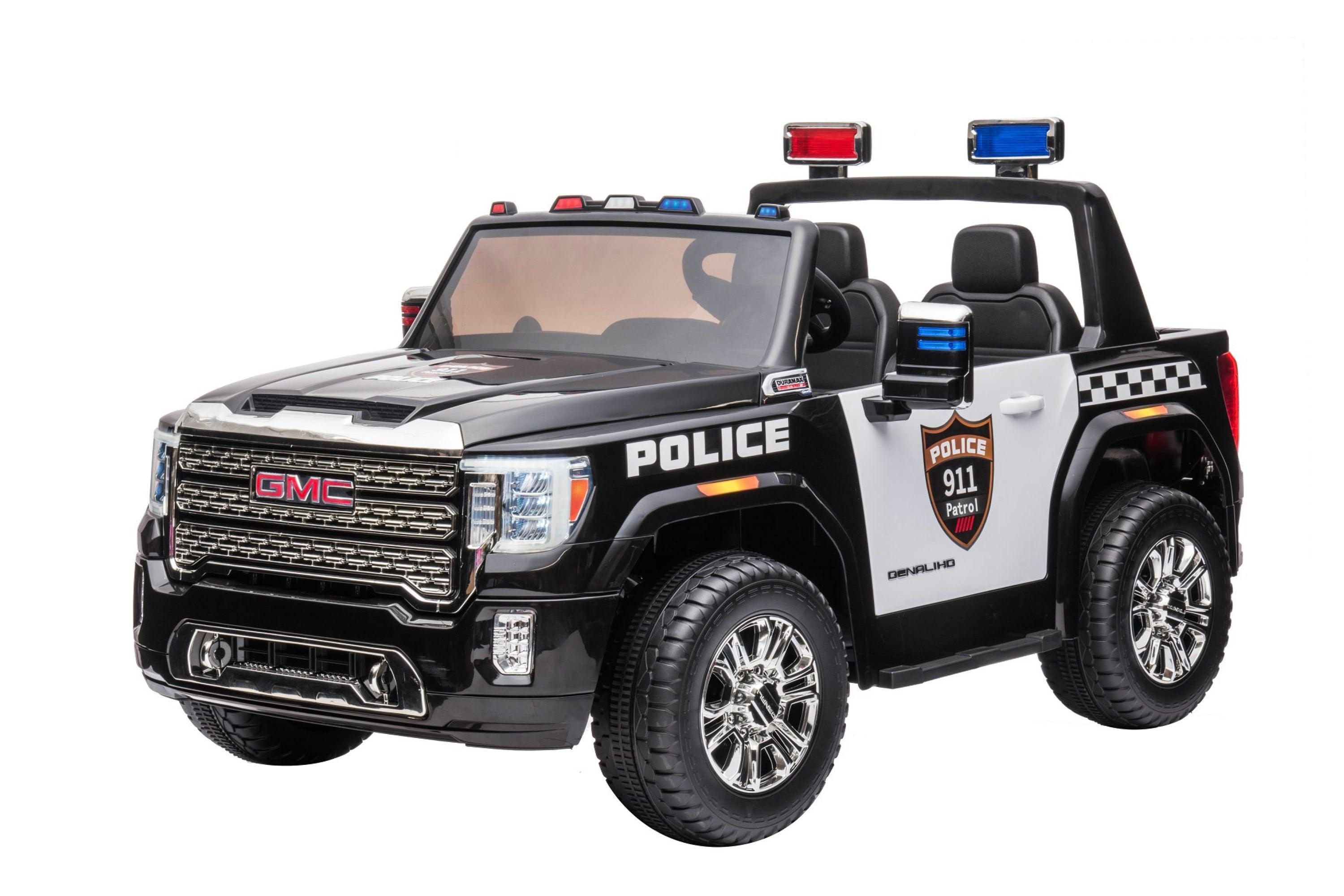 Available on February 28th 24V GMC Sierra Denali 2 Seater Police Ride-On Truck