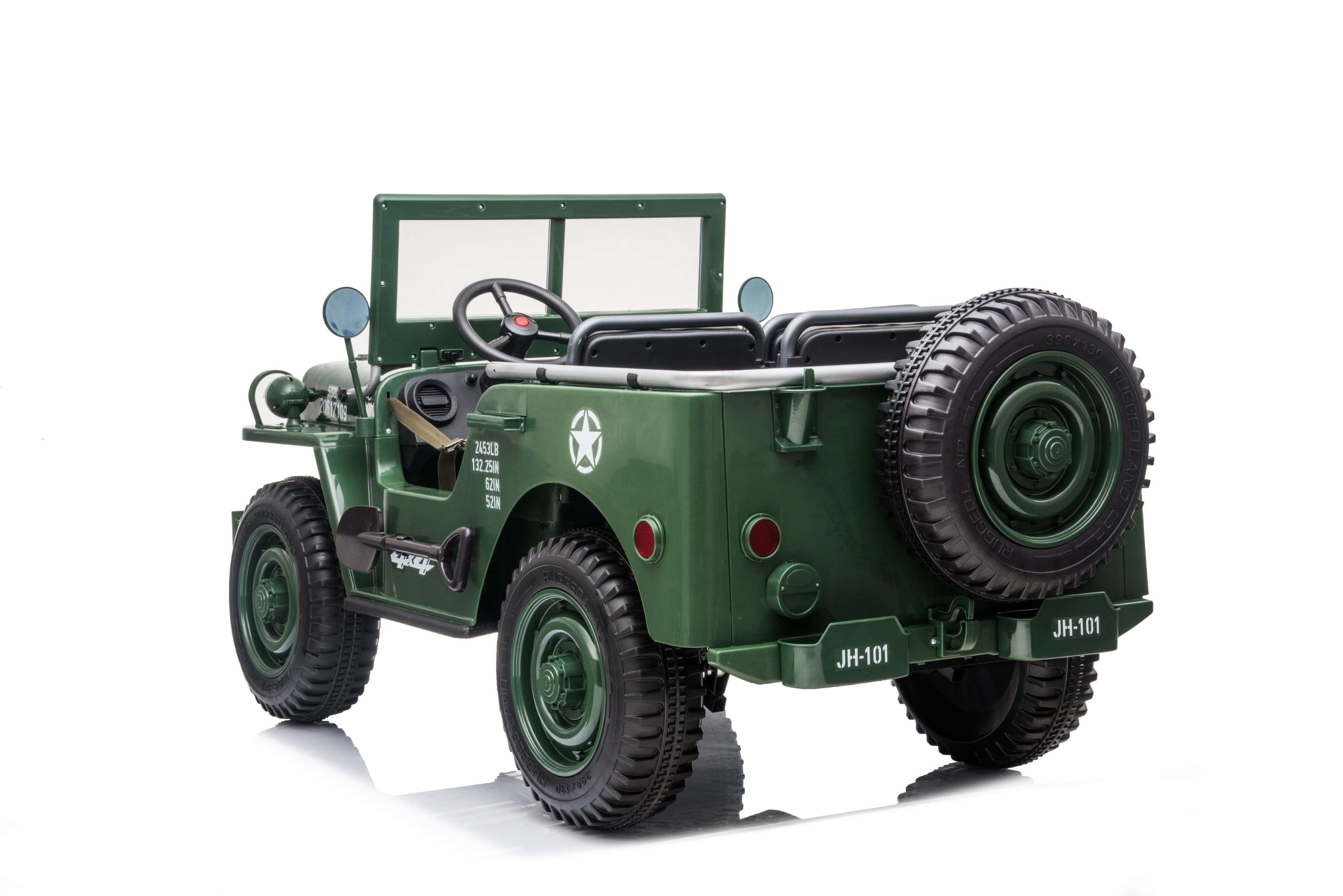 Available April 15th 24V Military Willy Jepp 3 Seater Electric Ride on