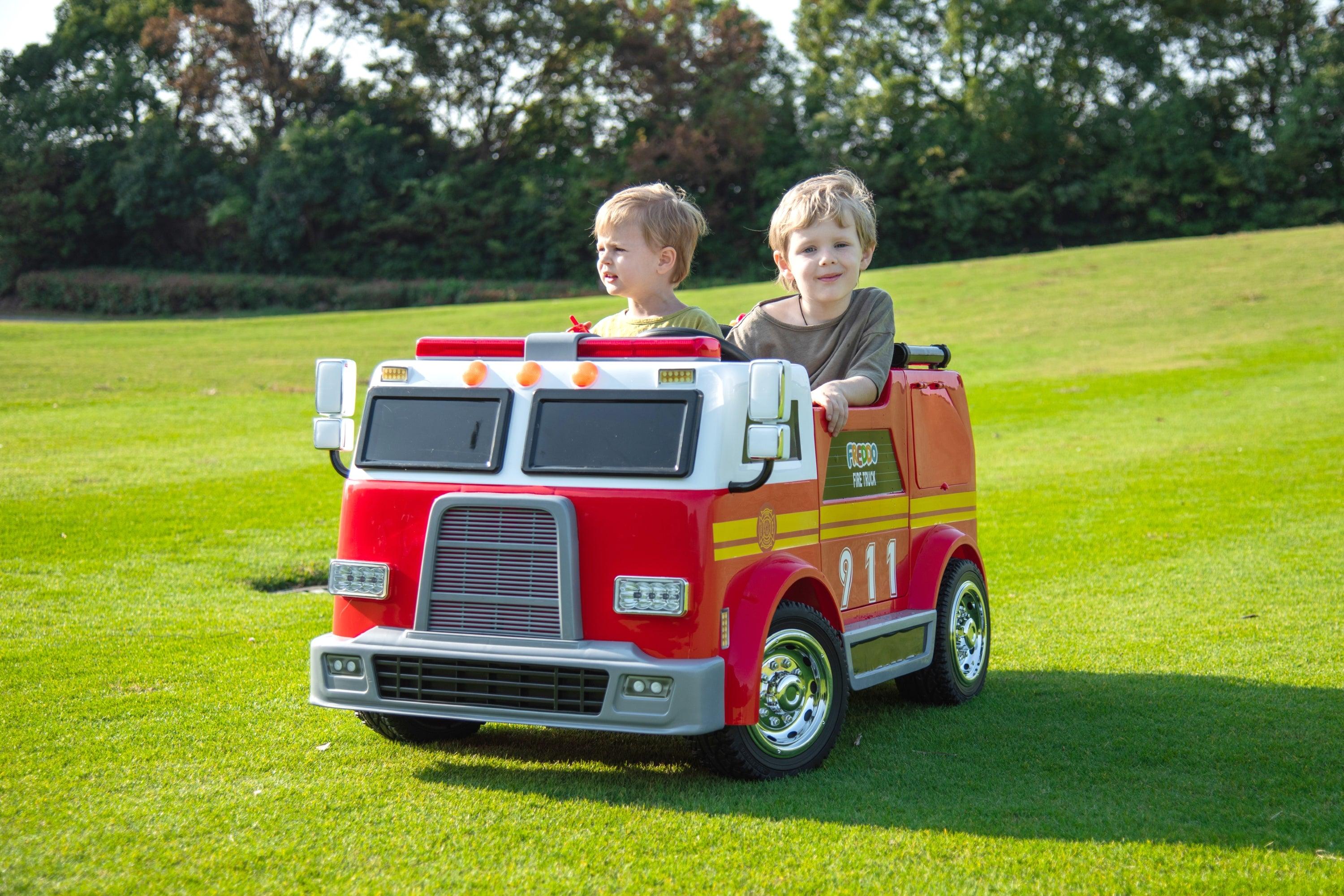 24V Freddo Fire Truck 2-Seater Ride on - DTI Direct USA