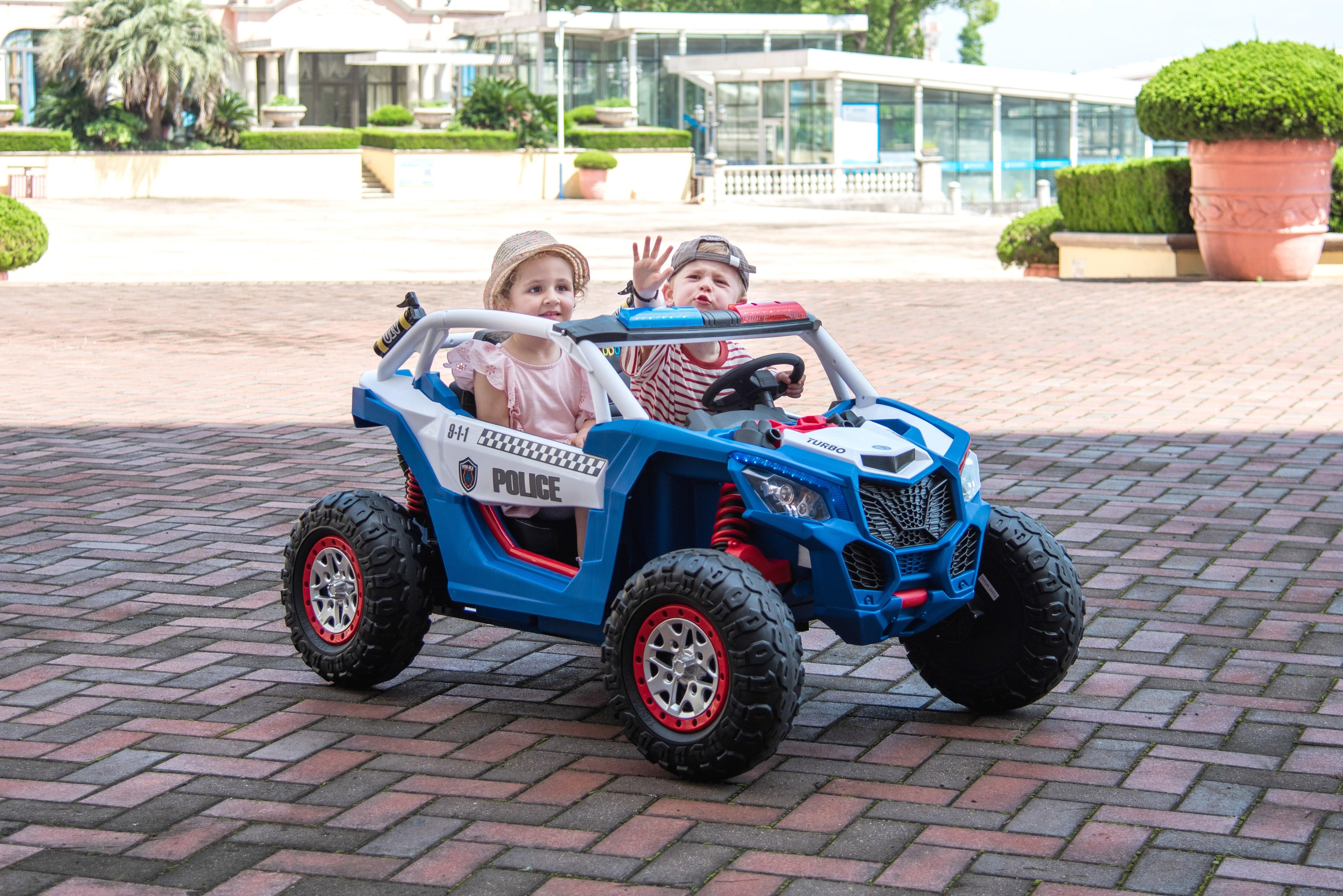 24V Freddo Storm Police UTV 2-Seater for Kids with Lights & Sirens for Action-Packed Adventures - DTI Direct USA