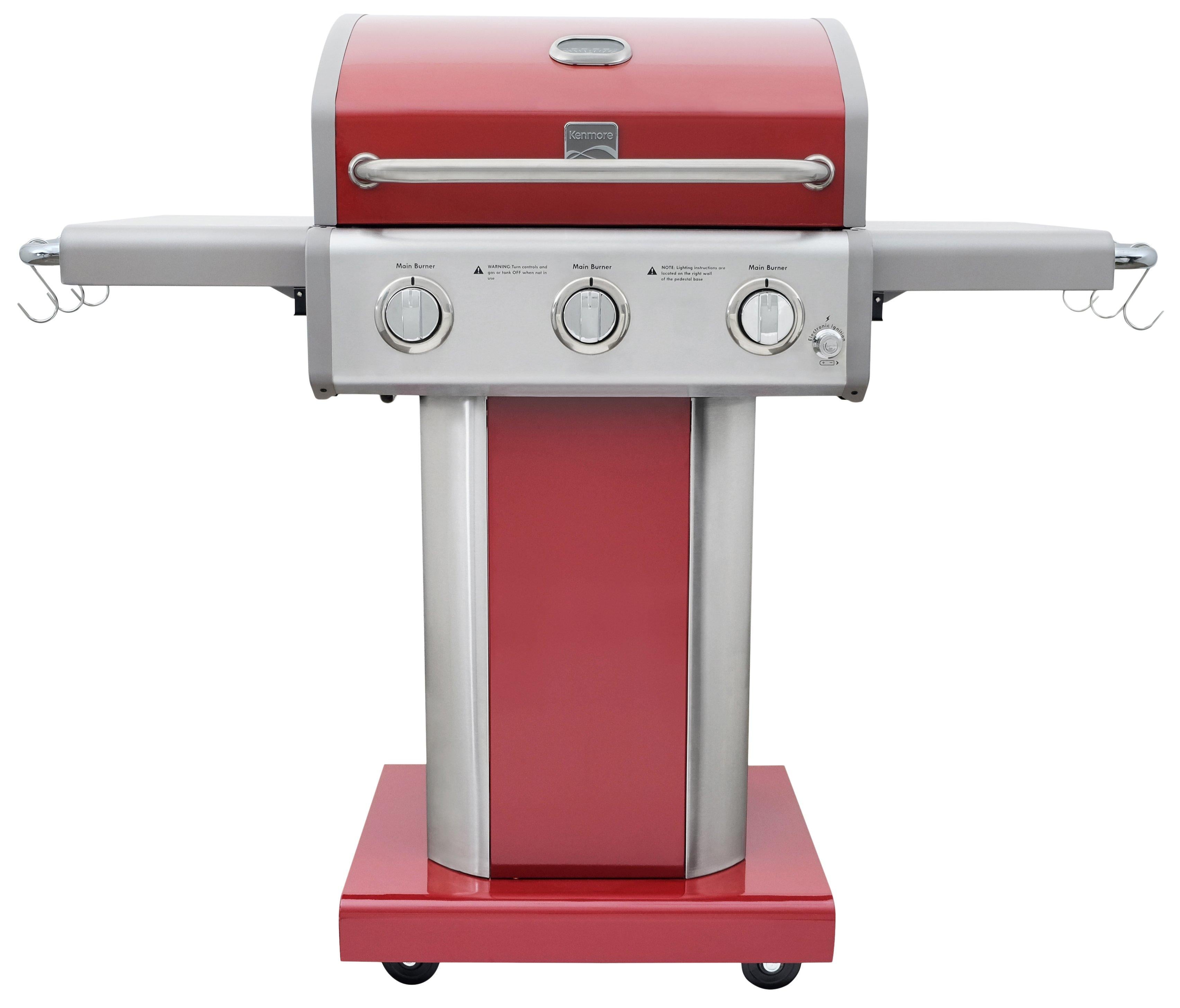 3 Burner Pedestal Gas Grill - Red - Dti Direct USA