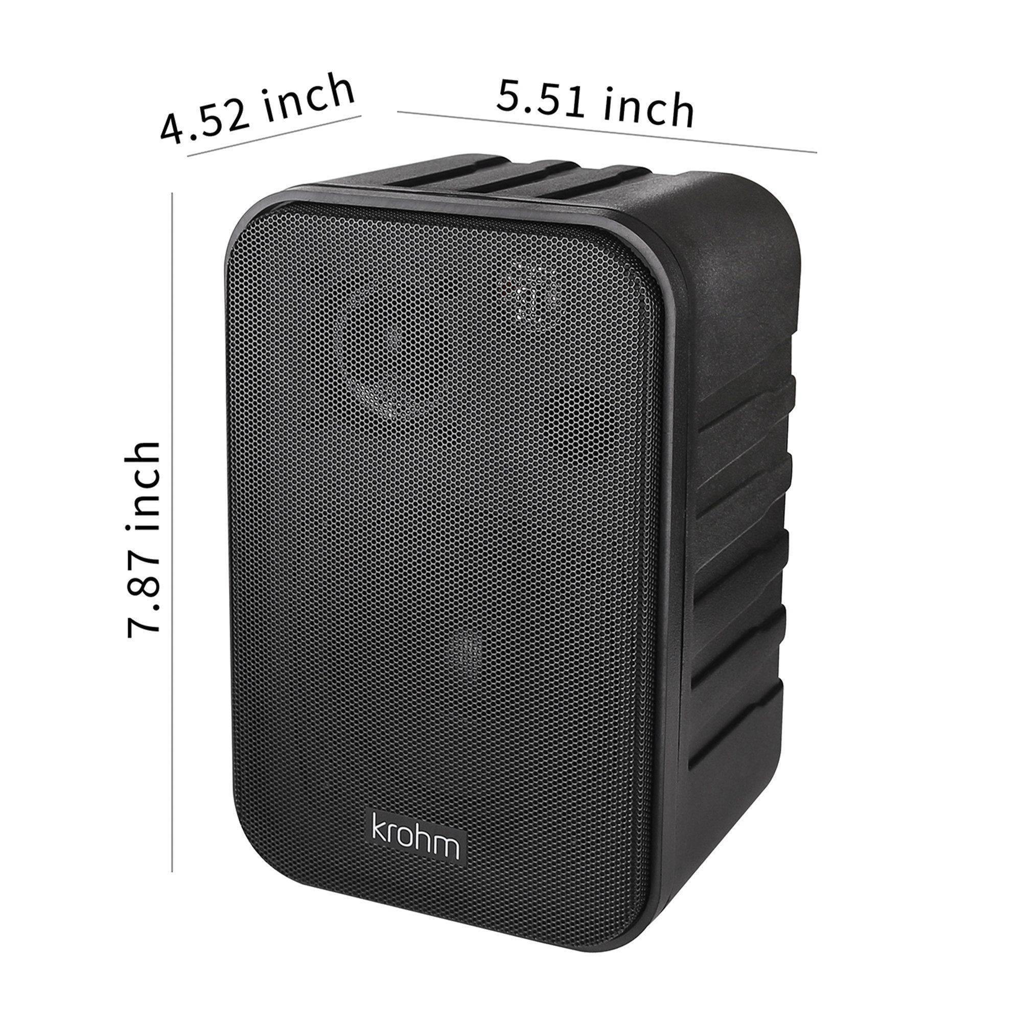 Krohm Bluetooth Wireless Indoor/Outdoor Speakers (Black-Pair) - DTI Direct USA