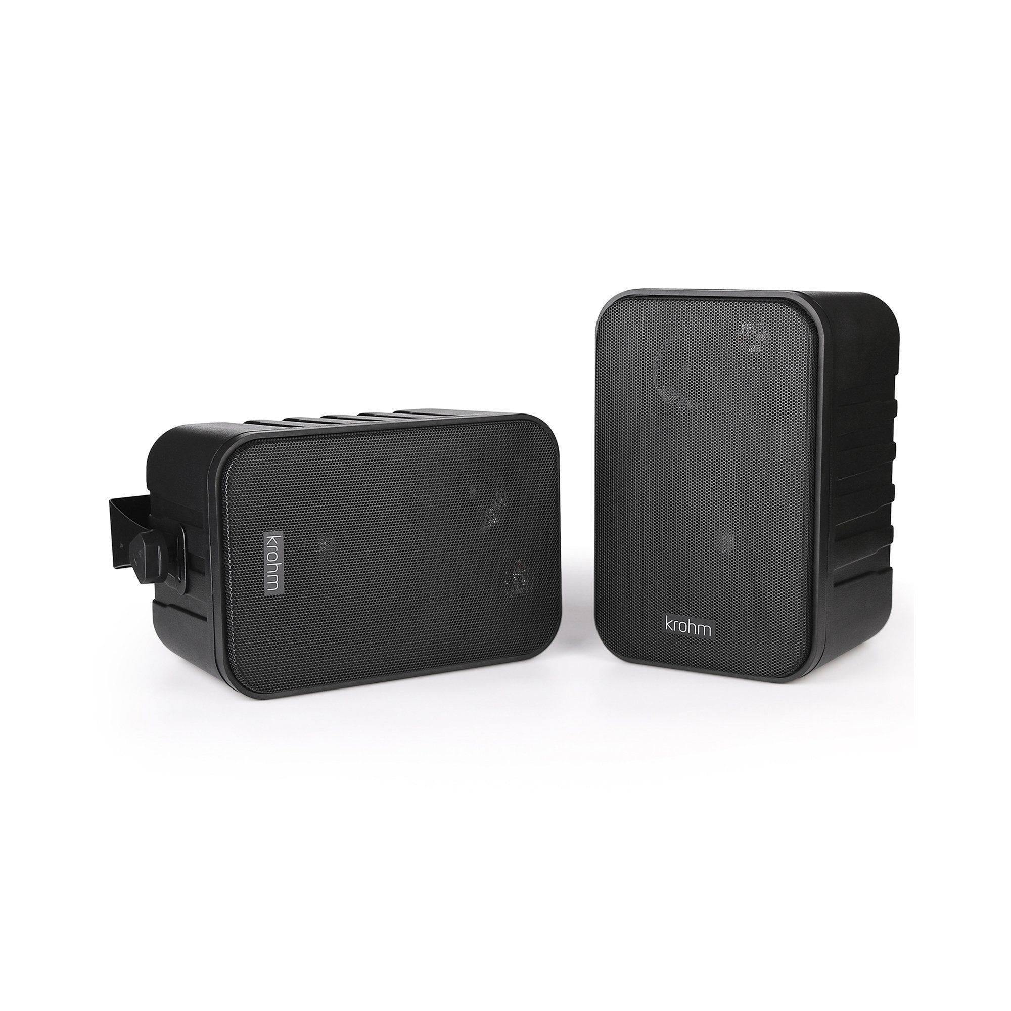 Krohm Bluetooth Wireless Indoor/Outdoor Speakers (Black-Pair) - Dti Direct USA