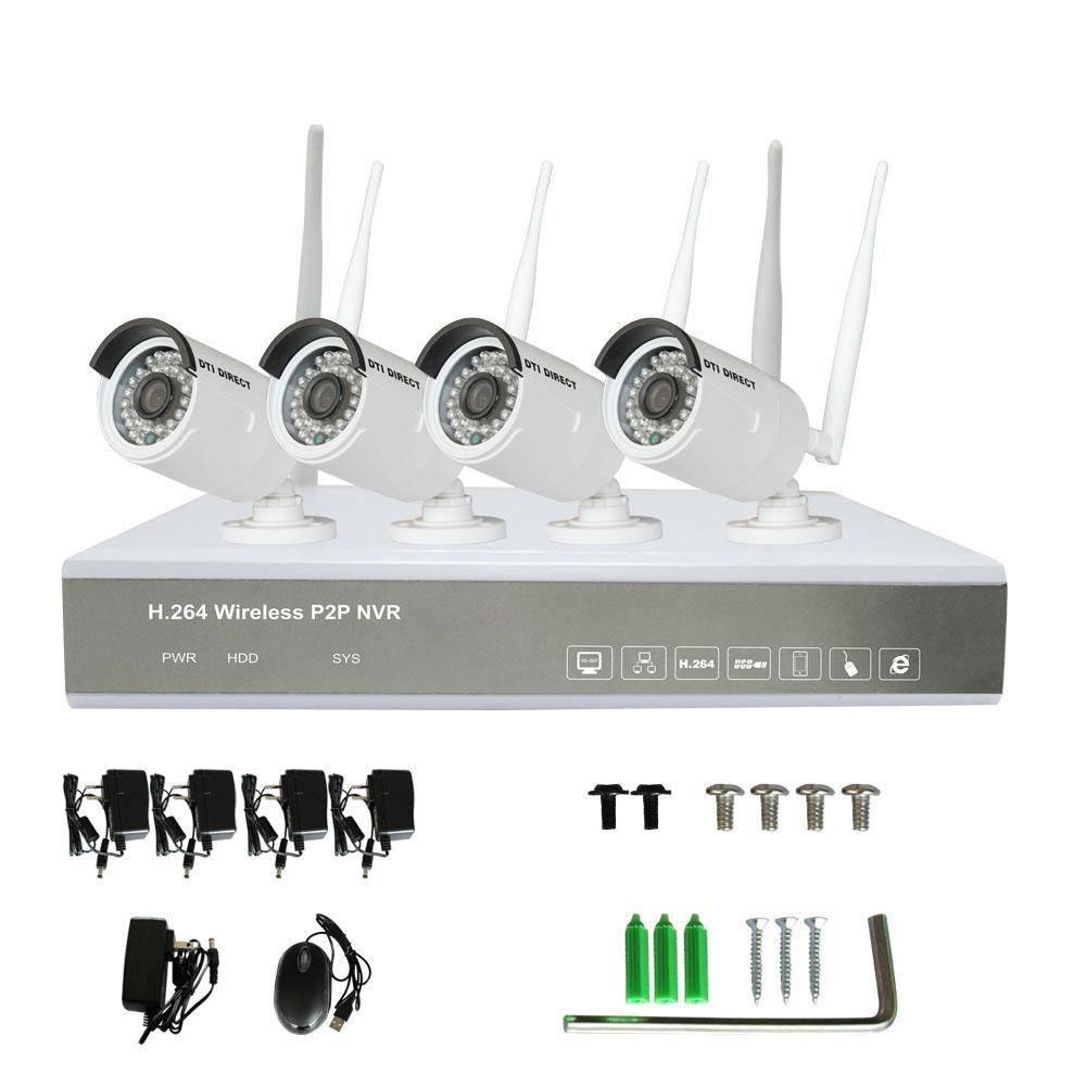 Wireless NVR Surveillance Camera System 8-Channel 4 Cameras (No HD) - DTI Direct USA