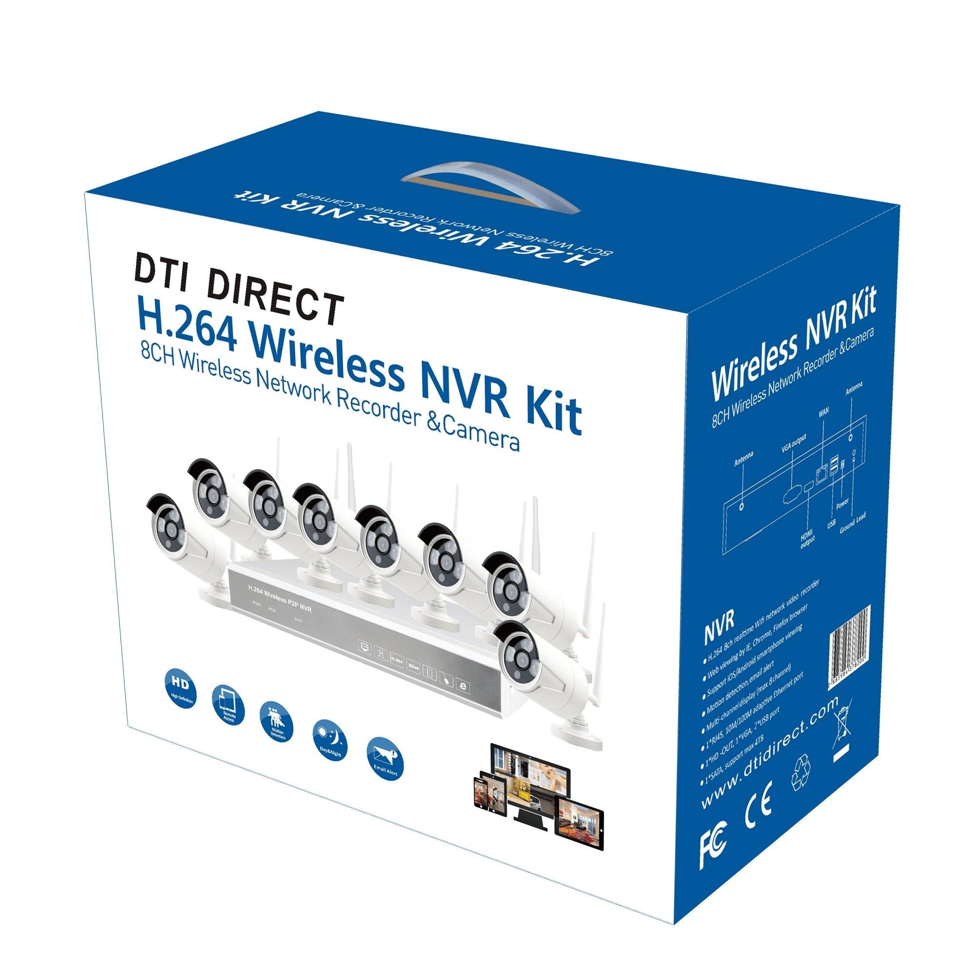 Wireless NVR Surveillance Camera System 8-Channel 4 Cameras (No HD) - DTI Direct USA